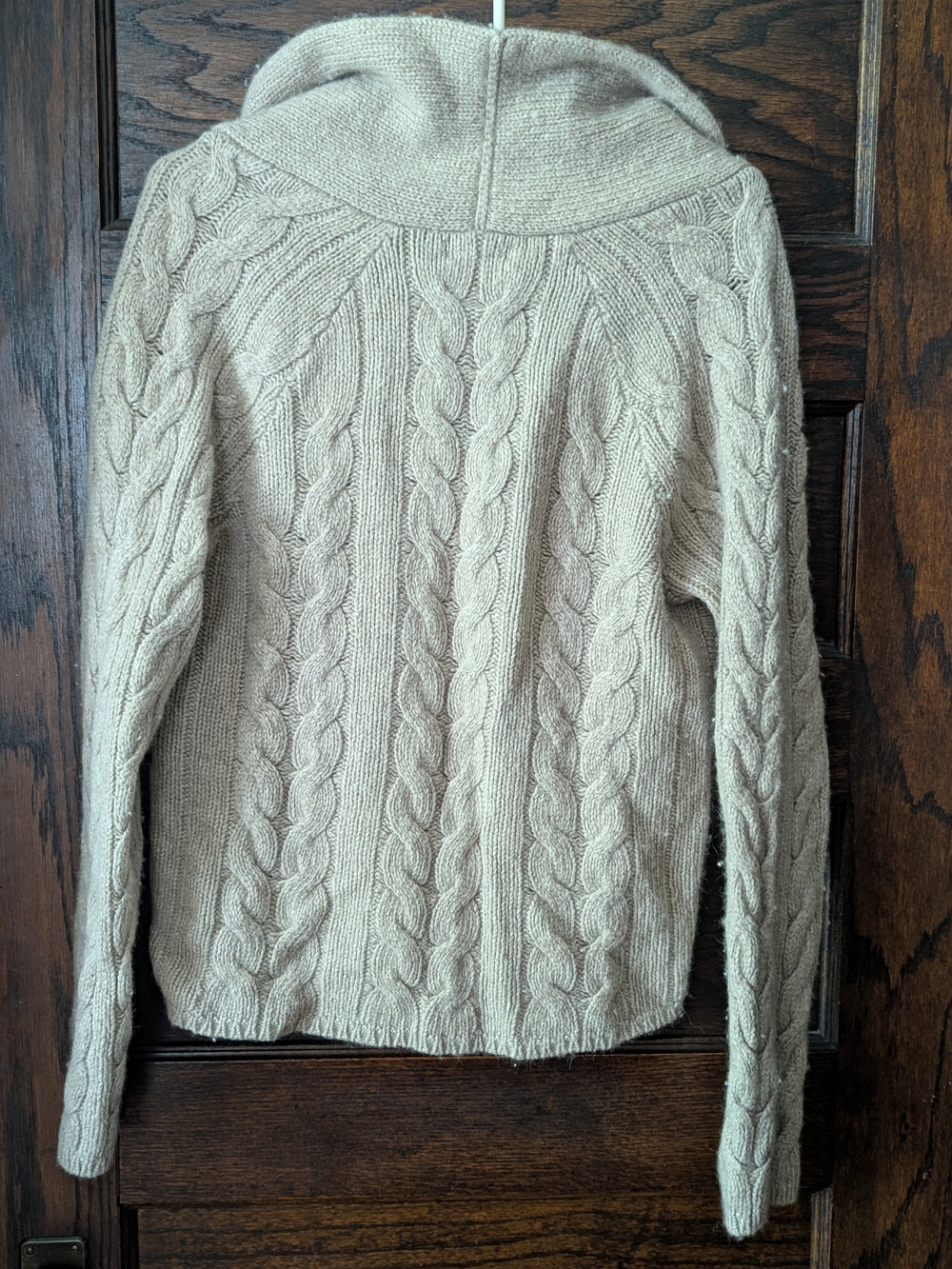 Banana Republic Cable Knit Cowl Sweater - Cream Beige L